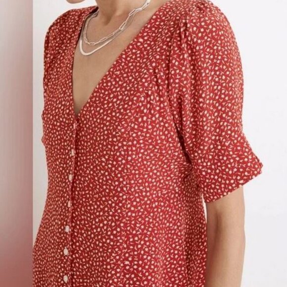 Madewell Red Mini Dress with White Dots - Picture 2 of 10